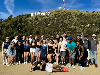 Spring 2024 students hike to the Hollywood Sign 