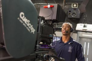 Ithaca College student operates camera