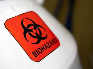A biohazard symbol. 