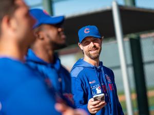 Josh Lifrak works with the Chicago Cubs during Spring Training