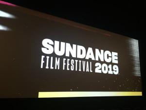A movie screen with the Sundance Film Festival 2019 logo