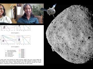 Antara Sen and Beth Ellen Clark Joseph with the Asteroid