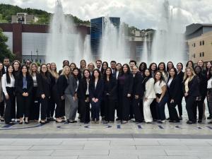 Class of 2026 learners in front of the fountain