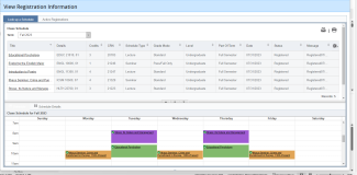 View of Ithaca College schedule in HomerConnect