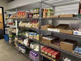 Shelves filled with food at Prunty's Pantry
