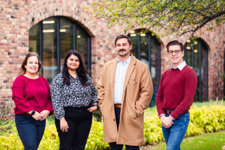 Student Success Coaches, left to right: Jessica Santiago, Trisha Mukherjee, Julian Fuentes, Quinten Hernandez