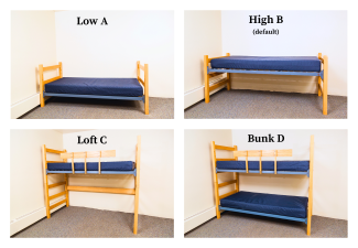 A collage of four pictures of the various bed height options.