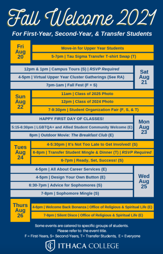 Fall Welcome 2021 Schedule 