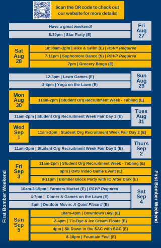 Continued Fall Welcome 2021 Schedule