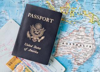 Photo of a map and a US Passport