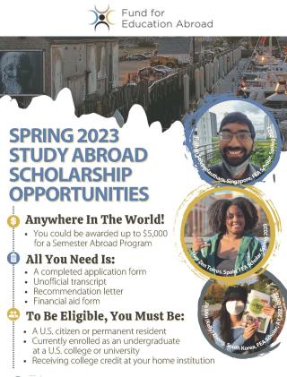 Fund for Education Abroad Study Abroad Scholarships brochure with descriptive text