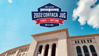 2022 Cortaca Jug Logo overlay over Yankee Stadium