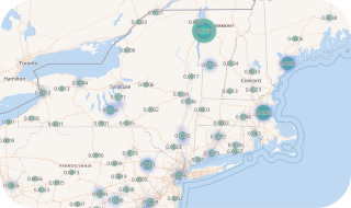 Map of Live Events Per Capital for Northeastern United States