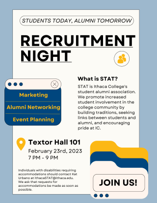 A poster that lists the information regarding STAT's recruitment night