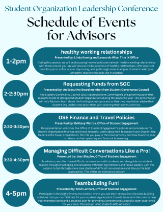 Schedule of Events for Advisors