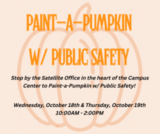Image of a pumpkin with details about an event with Public Safety
