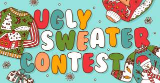 Ugly Sweater Contest in cartoon font