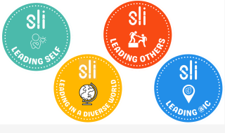 Four SLI logos, one for each path - Leading Self, Leading Others, Leading in a Diverse World, Leading @ IC