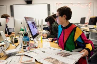 Students sitting at computers.