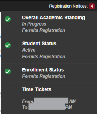 HomerConnect screenshot of registration notices