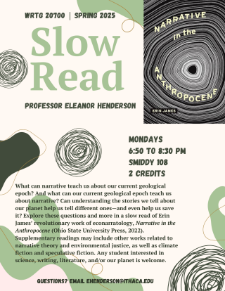 Poster for Slow Read Class featuring course description and book cover